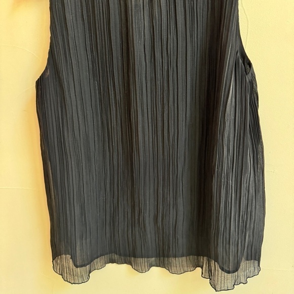Madewell Pleated Black Sleeveless V Neck Blouse Womens Size XS Layered Chiffon - Picture 9 of 15